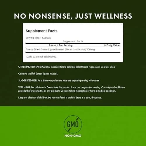 Swanson Green Lipped Mussel 500mg (180 Capsules) | Supports Joint Health & Mobility thumbnail 2