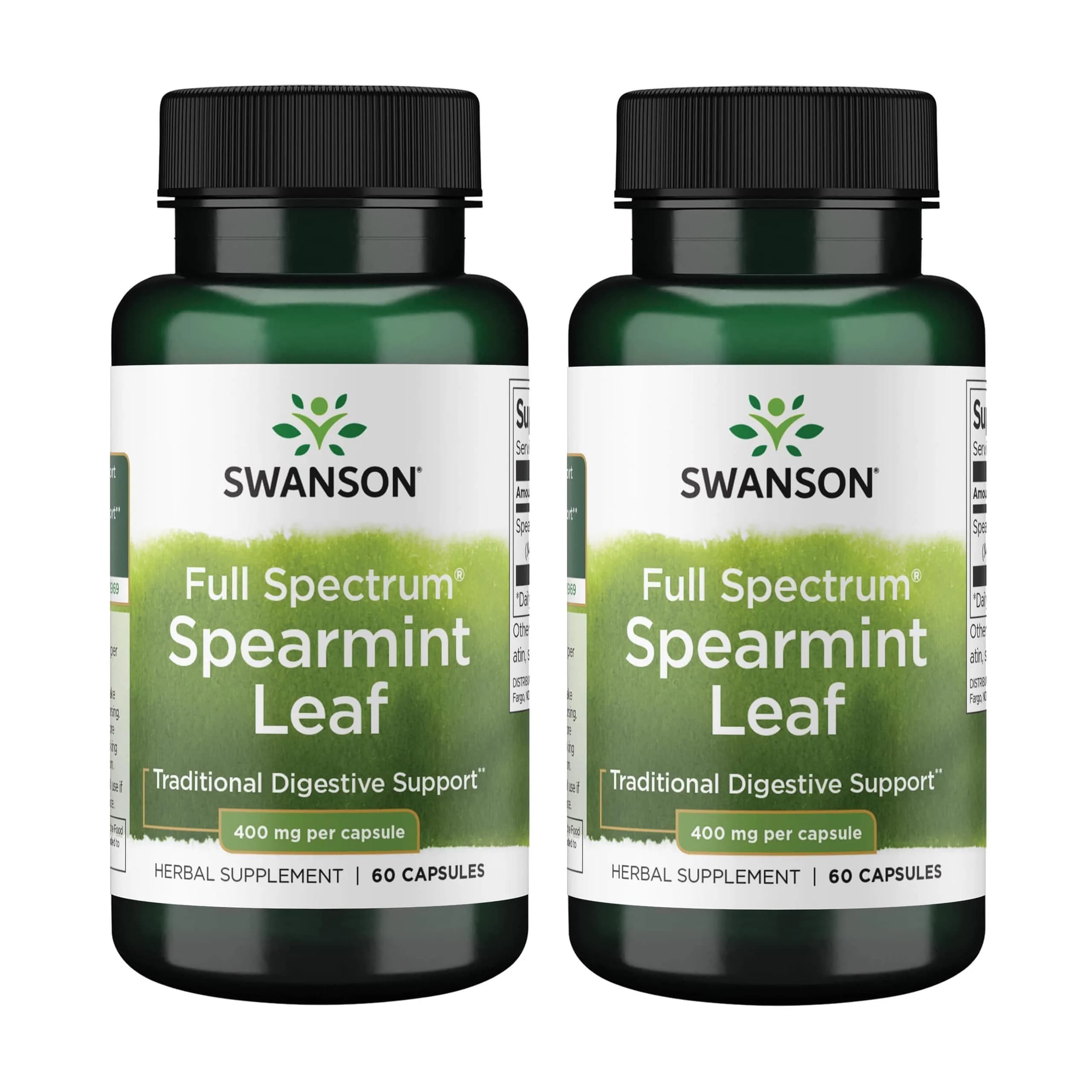 Swanson Spearmint Leaf Full Spectrum 400 mg 120 Capsules (2 Pack) | Digestive Health Support