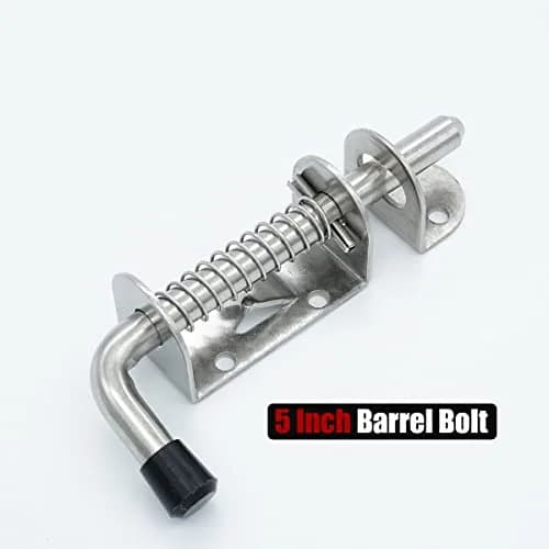 JQK Spring Loaded Latch Pin 5 Inch (128mm) | Heavy Duty 304 Stainless Steel Door Lock with Screws thumbnail 4