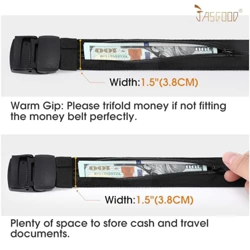 JASGOOD Travel Security Money Belt with Hidden Pocket | Unisex Nickel-Free Nylon Belt for Safe International Travel thumbnail 4