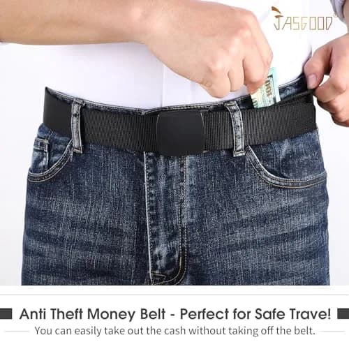 JASGOOD Travel Security Money Belt with Hidden Pocket | Unisex Nickel-Free Nylon Belt for Safe International Travel thumbnail 3