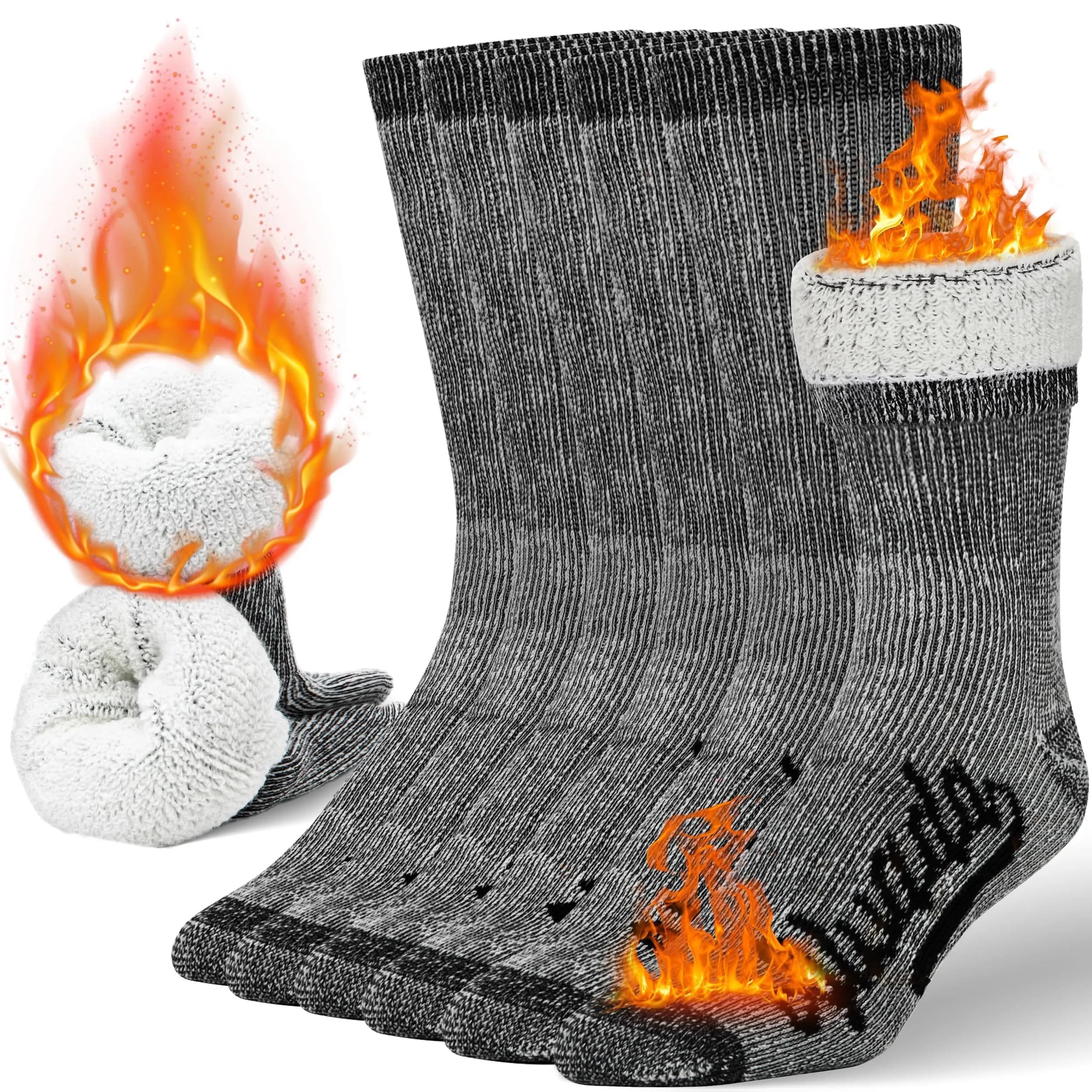 Alvada Merino Wool Hiking Socks Thermal Warm Crew Winter Boot Sock 3 Pairs SM - main product image