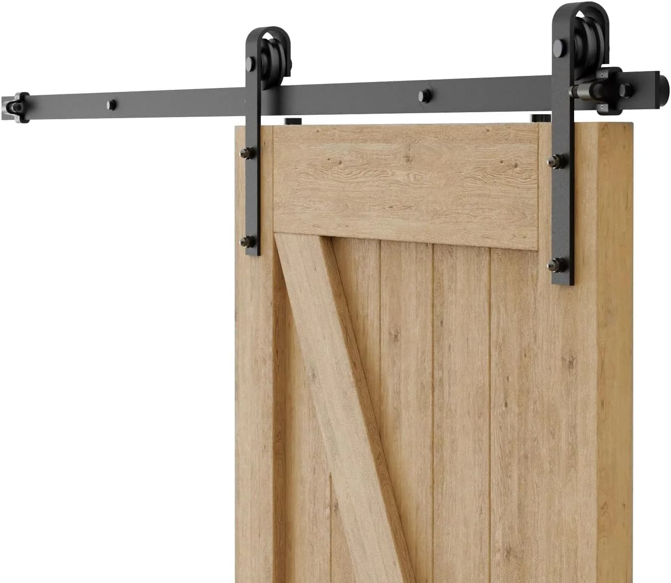CCJH 9.6ft Sliding Barn Door Hardware Kit for Single Wooden Door | Max Fit 59'' Wide Door Panel — 5.5FT/1.67M
