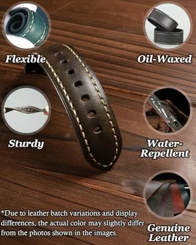 REZERO Leather Watch Bands Thickened Vintage Strap | Elegant Oil-Waxed Leather (20mm) thumbnail 6
