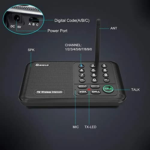 QNIGLO Wireless Intercom System 3 Stations | 5280ft Long Range, 10 Channels, VOX Hands-Free thumbnail 7