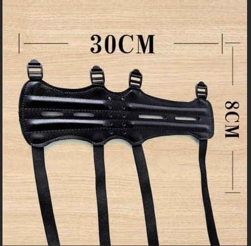 e5e10 Archery Leather Arm Guard Long 30cm (11.8 inches) with 4 Adjustable Straps | Protects Arms for Target Shooting and Hunting — Long 30cm