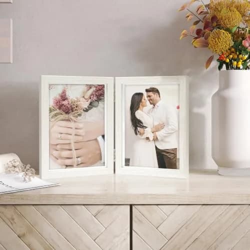 Afuly 5x7 Double Picture Frame White | Wall & Tabletop Display for Home & Office thumbnail 5