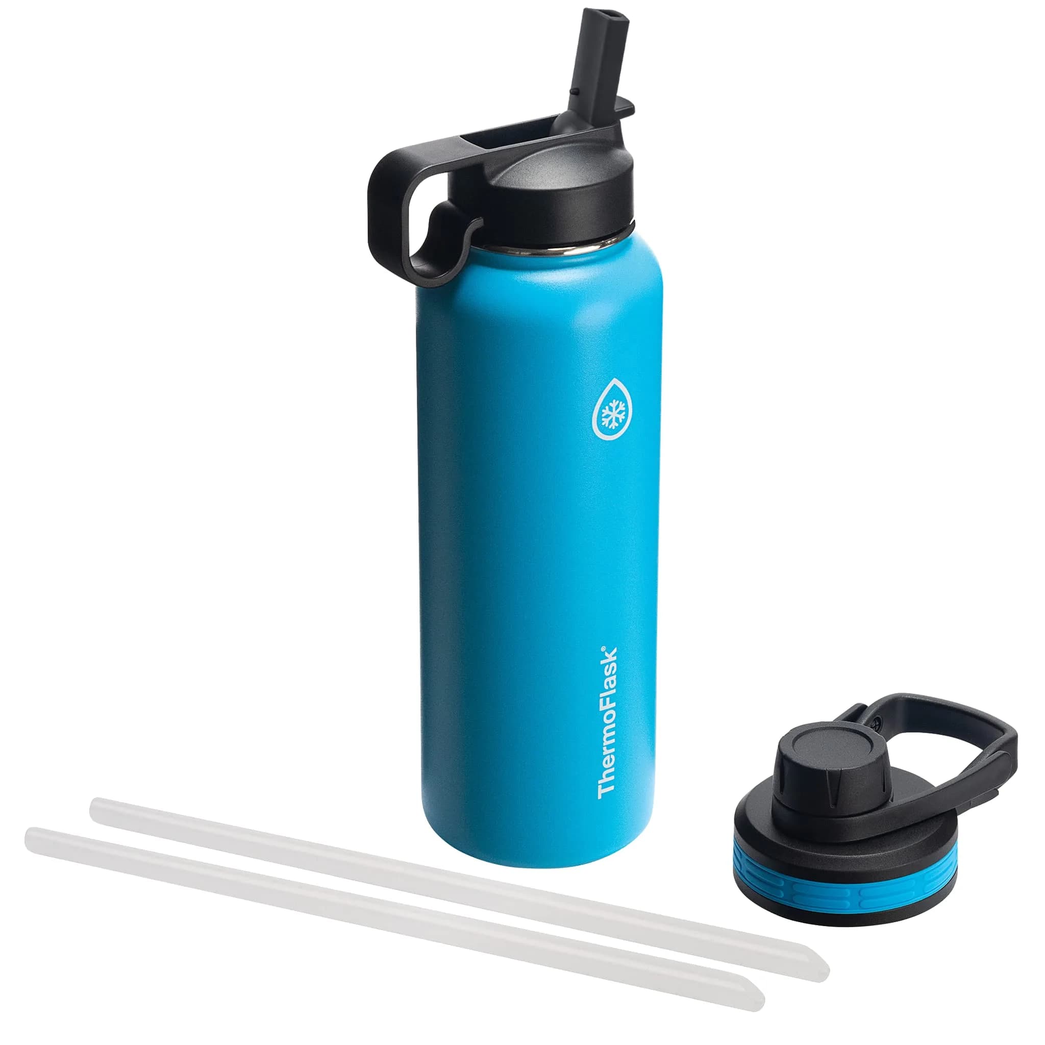 ThermoFlask 40 oz Water Bottle | 1180ml (40 fl oz) Insulated Stainless Steel with Chug & Straw Lids | Keeps Drinks Cold 24 hr, Hot 12 hr — Capri