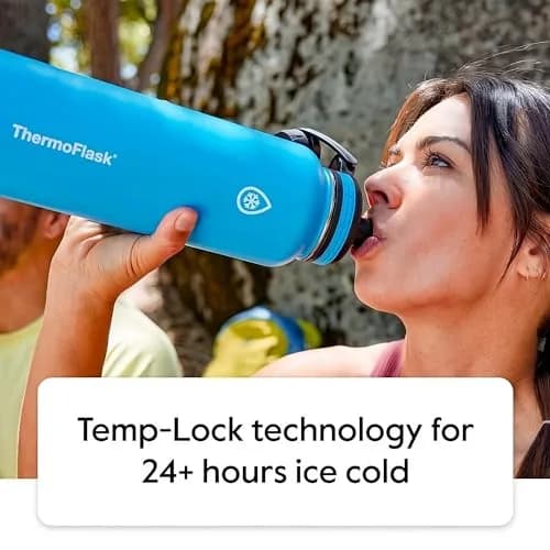 ThermoFlask 40 oz Water Bottle | 1180ml (40 fl oz) Insulated Stainless Steel with Chug & Straw Lids | Keeps Drinks Cold 24 hr, Hot 12 hr thumbnail 2