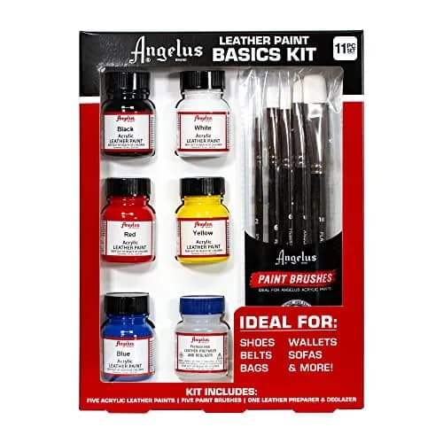 Angelus Leather Paint Basics Kit, 5 Fl Oz (147.87 ml) | Complete Leather Art & Restoration Set thumbnail 1
