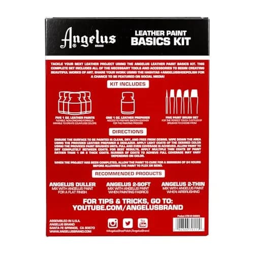 Angelus Leather Paint Basics Kit, 5 Fl Oz (147.87 ml) | Complete Leather Art & Restoration Set thumbnail 3