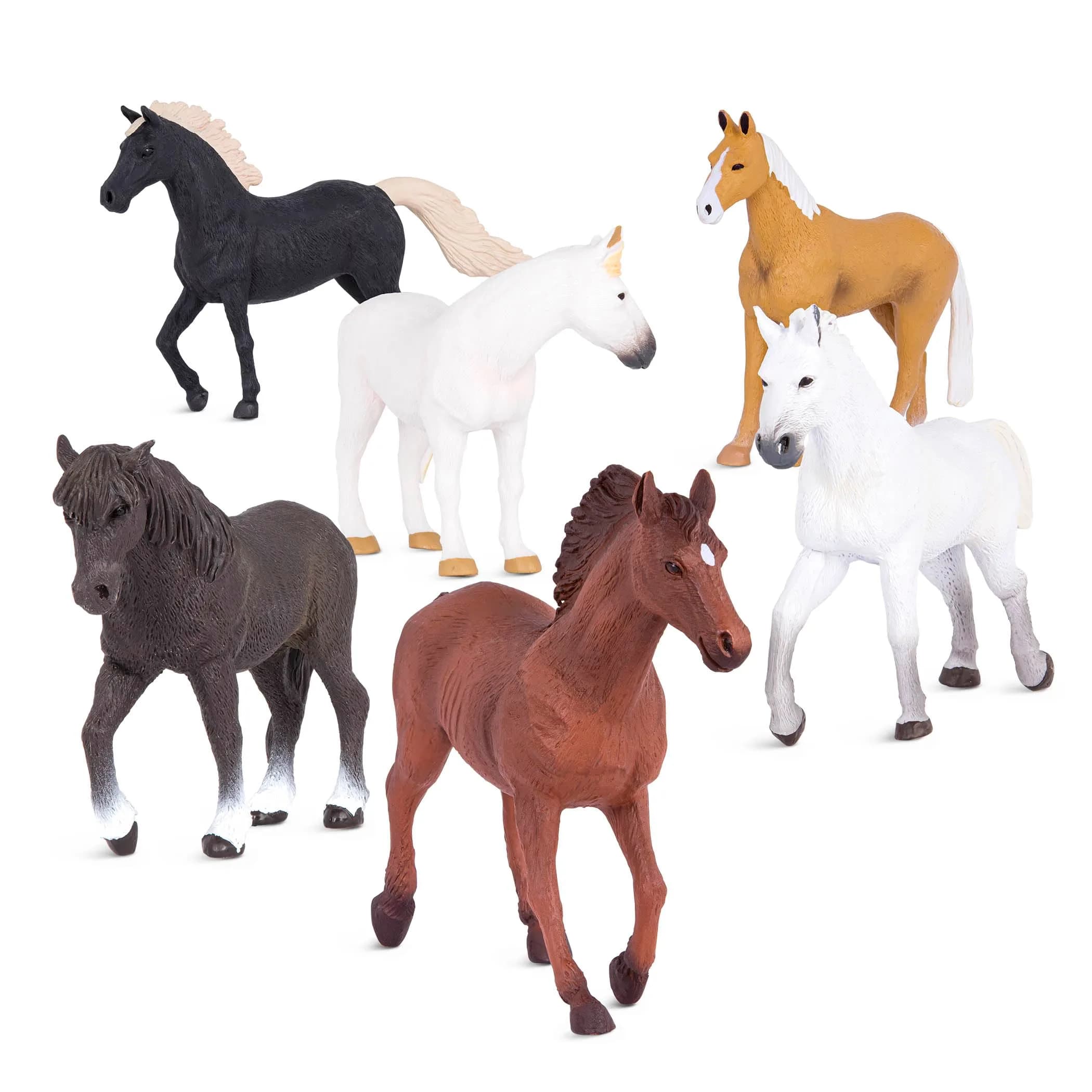 Terra by Battat Horse Toys, 6 Realistic Plastic Animal Figures, 6-Piece Set | ASTM-Tested Educational Toy — Terra Horse set 2