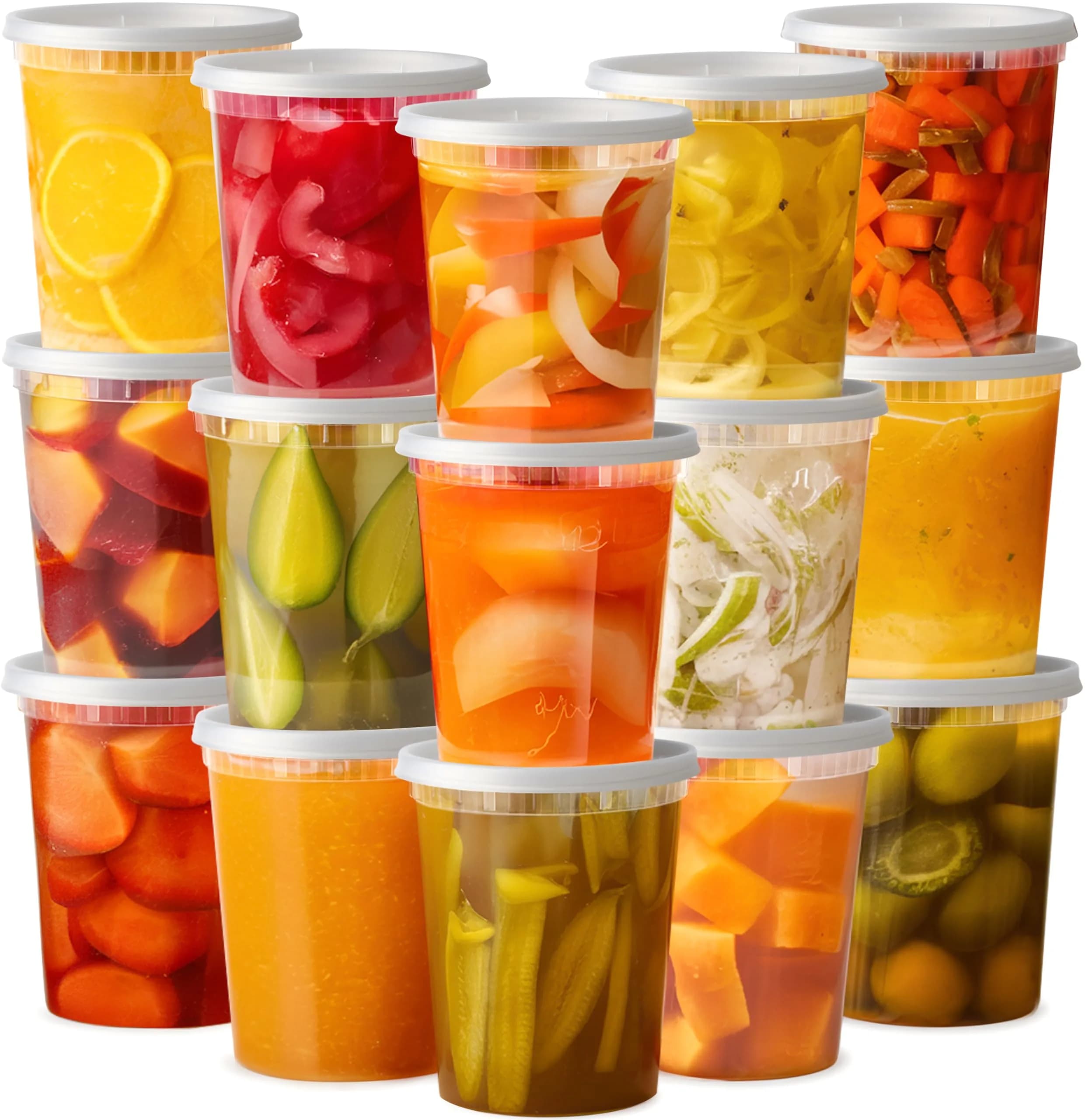 Pantry Value 32 oz (946 ml) Round Food Storage Deli Containers with Lids [24 Sets] | Airtight & Leak-Proof for Meal Prep & Leftovers - main product image