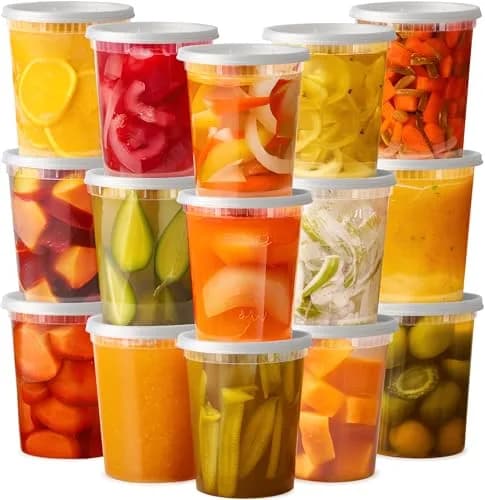 Pantry Value 32 oz (946 ml) Round Food Storage Deli Containers with Lids [24 Sets] | Airtight & Leak-Proof for Meal Prep & Leftovers thumbnail 1