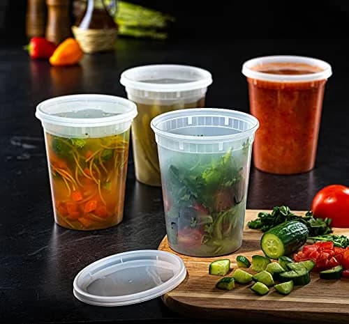 Pantry Value 32 oz (946 ml) Round Food Storage Deli Containers with Lids [24 Sets] | Airtight & Leak-Proof for Meal Prep & Leftovers thumbnail 3