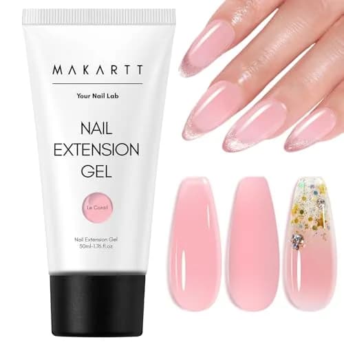 Makartt Poly Nail Gel 50ML Natural Pink Gel Builder | Thick Formula for Easy Sculpting thumbnail 1