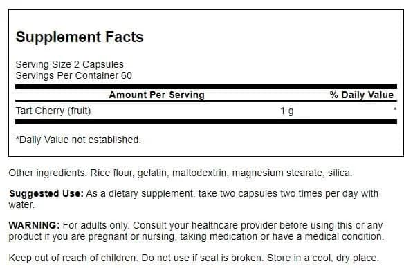 Swanson Tart Cherry Joint Health Support 500 mg 120 Capsules | Supports Joint Integrity, Movement and Flexibility thumbnail 2