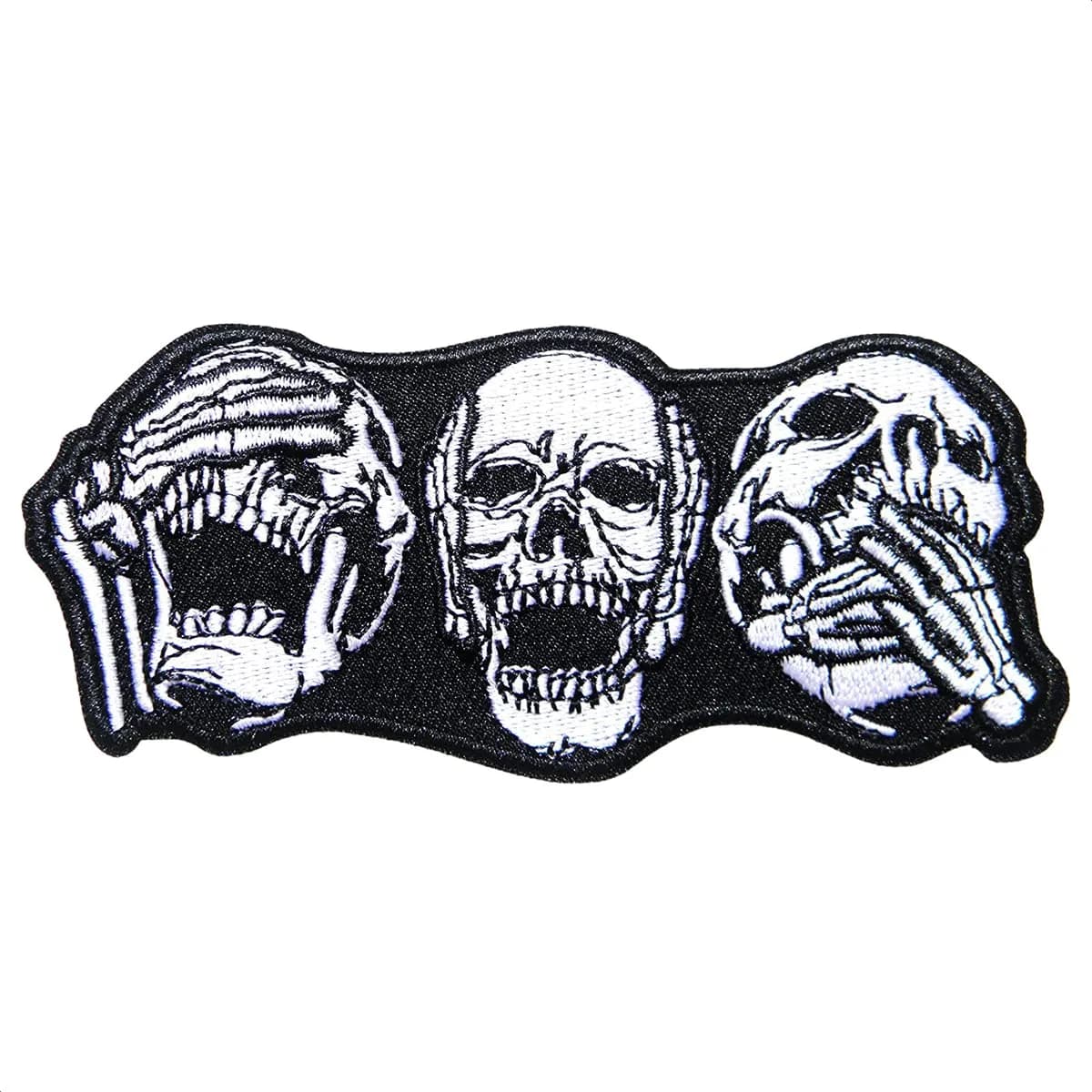 Reluen Skull Biker Patches for Vests, 8.99 x 4 cm (3.54 x 1.57 in) | Iron-On & Sew-On Embroidered Polyester Cotton - main product image