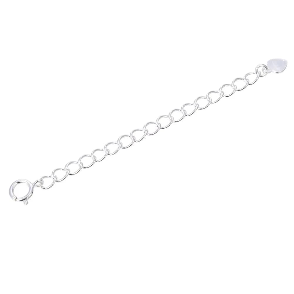 Adabele 18k Gold Plated Sterling Silver Chain Extender with Heart Drop, 5 inch (12.7 cm) Adjustable Extension | Jewelry Making Supplies — Silver / 2 inch - 2pcs