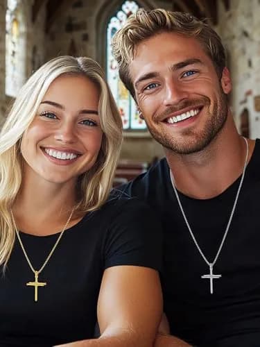 FaithHeart Nail Cross Necklace for Men, Gold Cross Pendant 54mm x 35mm | Stainless Steel Christian Jewelry thumbnail 8