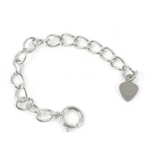 Adabele Sterling Silver Chain Extender with Heart Drop, 5 inch | Adjustable Jewelry Extension for Necklace & Bracelet thumbnail 2