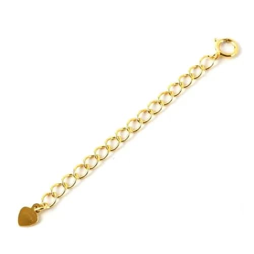 Adabele 18k Gold Plated Sterling Silver Chain Extender with Heart Drop, 5 inch (12.7 cm) Adjustable Extension | Jewelry Making Supplies thumbnail 2