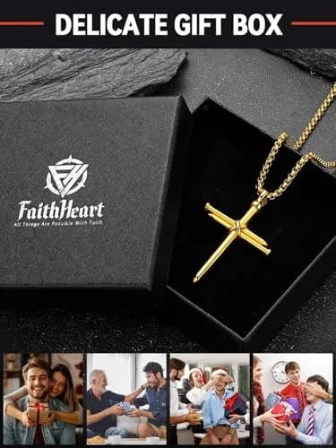 FaithHeart Black Cross Necklace for Men | Stainless Steel Pendant with Box Chain (54mm x 35mm) thumbnail 7