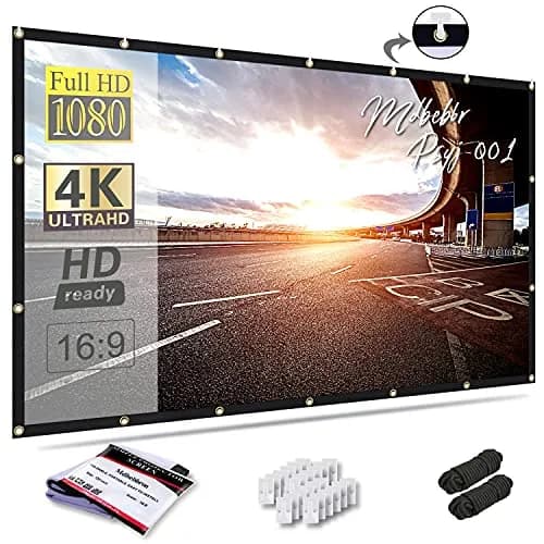 Mdbebbron 120 Inch Projector Screen 3.05 m (104" x 58") | Anti-Crease Portable Home Theater Outdoor Indoor Double Sided Projection thumbnail 1