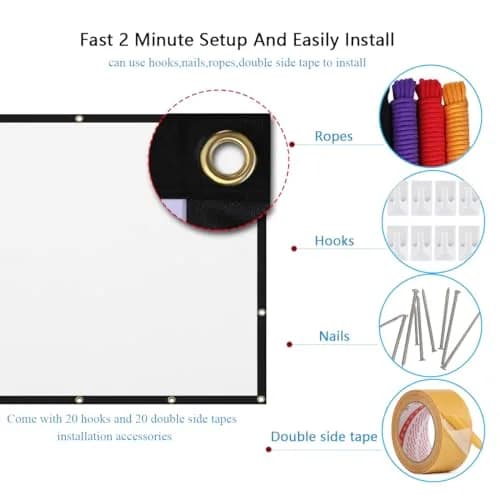 Mdbebbron 120 Inch Projector Screen 3.05 m (104" x 58") | Anti-Crease Portable Home Theater Outdoor Indoor Double Sided Projection thumbnail 3
