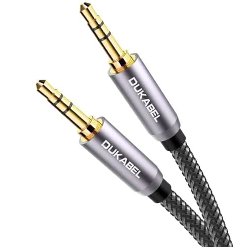 DUKABEL 3.5mm AUX Cable Male to Male 1.22m (4 Ft) | Nylon Braided Stereo Audio Cord thumbnail 1