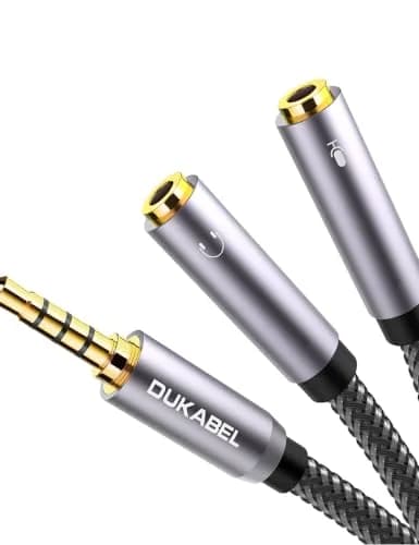 DUKABEL Headsets Adapter 3.5mm Splitter 30cm | Dual Audio & Mic Connection, Gold-Plated, Compatible with PC, Xbox, PS4 thumbnail 1