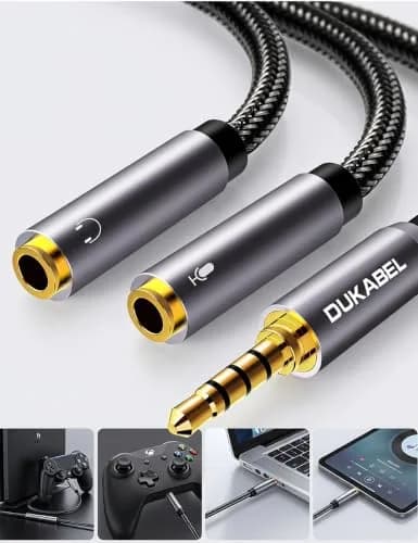 DUKABEL Headsets Adapter 3.5mm Splitter 30cm | Dual Audio & Mic Connection, Gold-Plated, Compatible with PC, Xbox, PS4 thumbnail 7