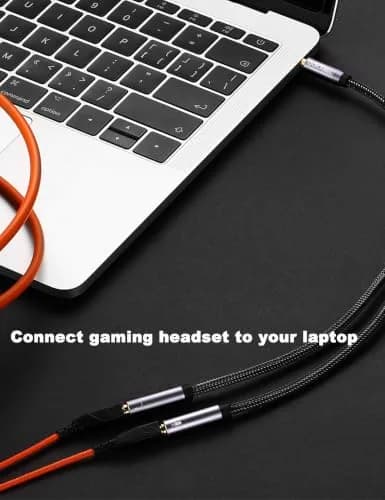 DUKABEL Headsets Adapter 3.5mm Splitter 30cm | Dual Audio & Mic Connection, Gold-Plated, Compatible with PC, Xbox, PS4 thumbnail 3