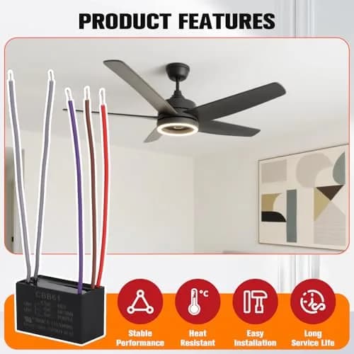 Podoy CBB61 Ceiling Fan Capacitor 4.5uF+6uF+6uF 5 Wire 2-Pack | AC 250V 50/60Hz Motor Run Capacitor thumbnail 5