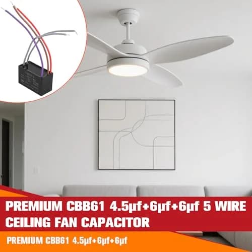 Podoy CBB61 Ceiling Fan Capacitor 4.5uF+6uF+6uF 5 Wire 2-Pack | AC 250V 50/60Hz Motor Run Capacitor thumbnail 7