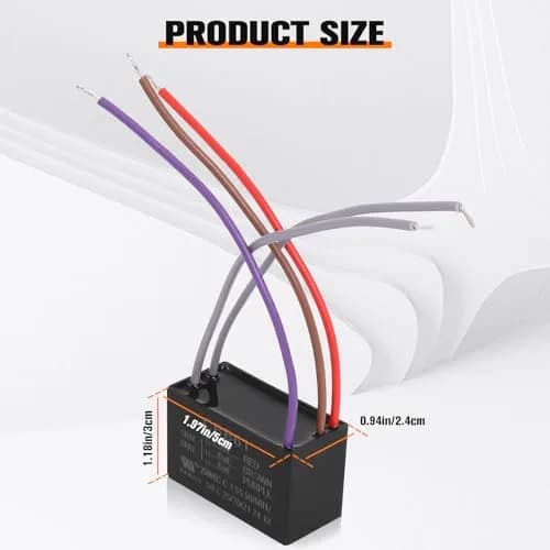 Podoy CBB61 Ceiling Fan Capacitor 4.5uF+6uF+6uF 5 Wire 2-Pack | AC 250V 50/60Hz Motor Run Capacitor thumbnail 3