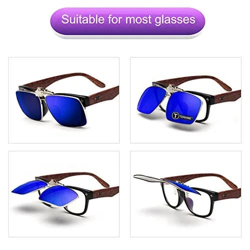 TERAISE Polarized Clip on Sunglasses with Flip Up Function Suitable Driving | HD UV400 Protection, Classic Style, Lightweight 10g thumbnail 3