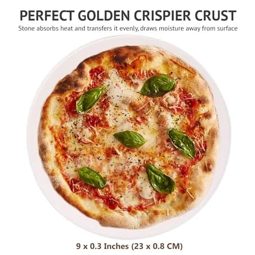 waykea 9” Round Small Pizza Stone for Toaster Oven | Cordierite Baking & Grilling Tool thumbnail 2