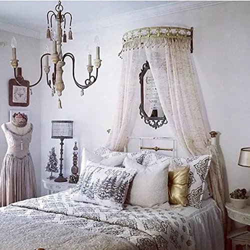 OctoRose Gold Metal Wall Teester Bed Crown Canopy 80cm (31.5in) | Antique Style Wall Decor with Built-in Rods & Hardware thumbnail 3