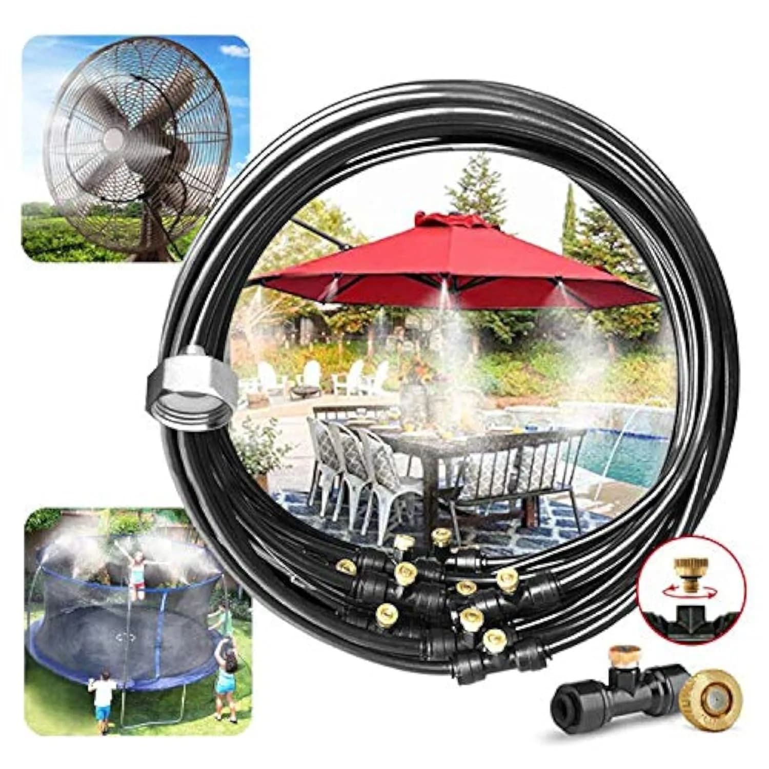 LANDGARDEN Outdoor Misting Fan Kit 5.9M (19.36FT) | Cools Patios in Indian Summer Heat — 10m