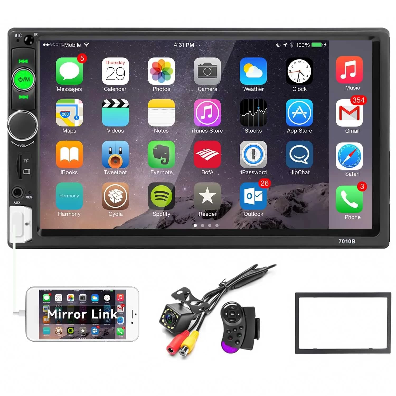 UNITOPSCI Double Din Car Stereo 7 Inch HD Touchscreen MP5 Player with Bluetooth & Backup Camera | 1080P HD Multimedia Receiver - main product image