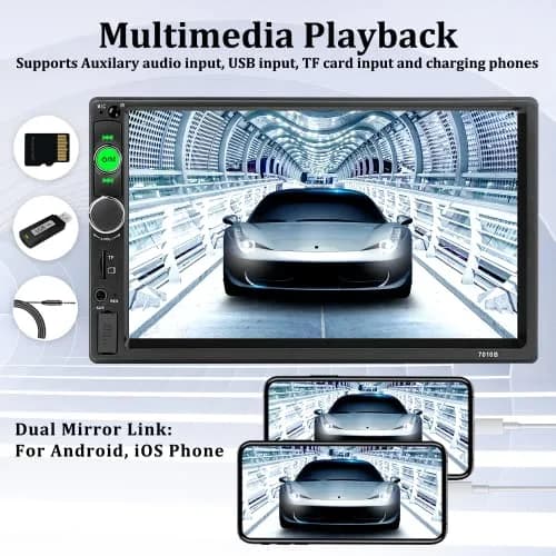 UNITOPSCI Double Din Car Stereo 7 Inch HD Touchscreen MP5 Player with Bluetooth & Backup Camera | 1080P HD Multimedia Receiver thumbnail 5