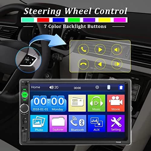 UNITOPSCI Double Din Car Stereo 7 Inch HD Touchscreen MP5 Player with Bluetooth & Backup Camera | 1080P HD Multimedia Receiver thumbnail 6