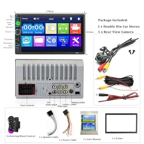 UNITOPSCI Double Din Car Stereo 7 Inch HD Touchscreen MP5 Player with Bluetooth & Backup Camera | 1080P HD Multimedia Receiver thumbnail 7
