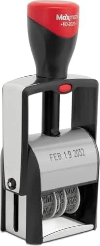 MaxMark Heavy Duty Date Stamp with 12-Year Band, Large 3/16" Date Size, Blue Ink | Steel Frame Construction thumbnail 2