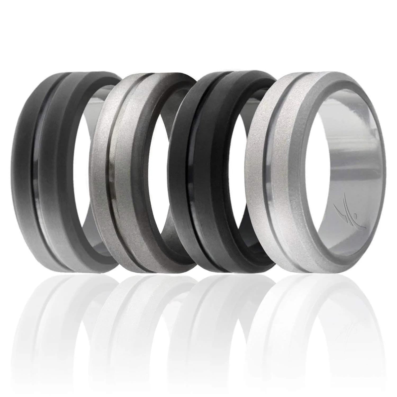 ROQ Silicone Rubber Wedding Ring for Men, Size 15 | 8mm Wide Comfort Fit Band - main product image