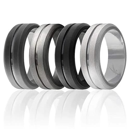 ROQ Silicone Rubber Wedding Ring for Men, Size 15 | 8mm Wide Comfort Fit Band thumbnail 1