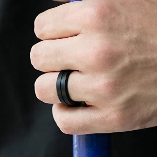 ROQ Silicone Rubber Wedding Ring for Men, Size 15 | 8mm Wide Comfort Fit Band thumbnail 4