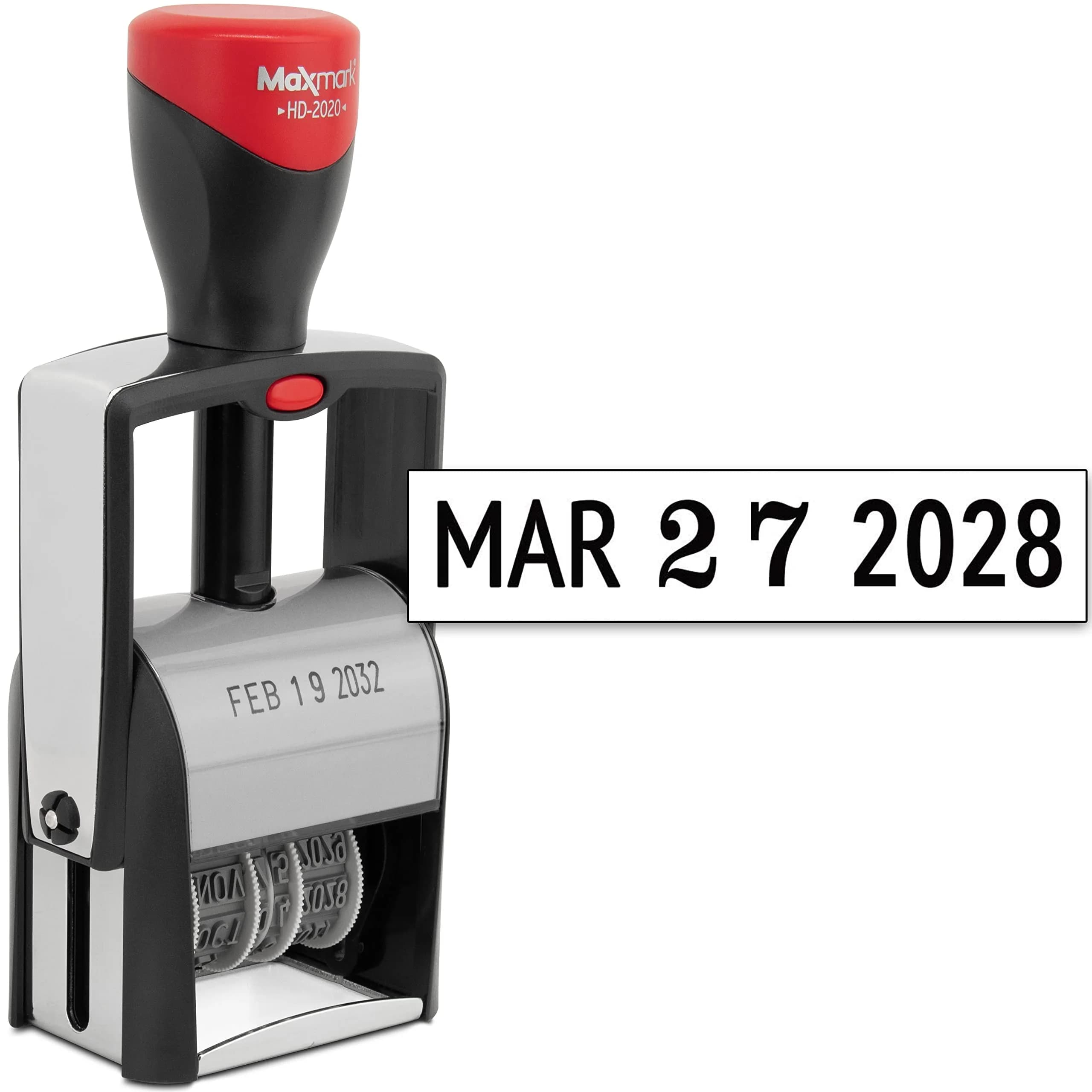 MaxMark Heavy Duty Date Stamp Rectangular Black Ink | 12-Year Band, 3/16" Date Size - main product image