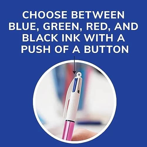 BIC 4 Color Shine Retractable Ballpoint Pen | 1.0 mm Medium Point, Pink Metallic Barrels, 3-Count Pack thumbnail 5